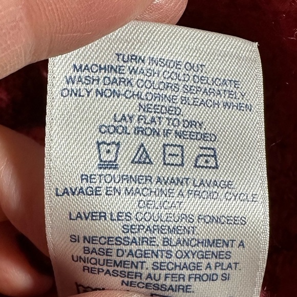 Lands'โ End Red Boucle Knit Round Neck Pullover Sweater Size L - Picture 4 of 6